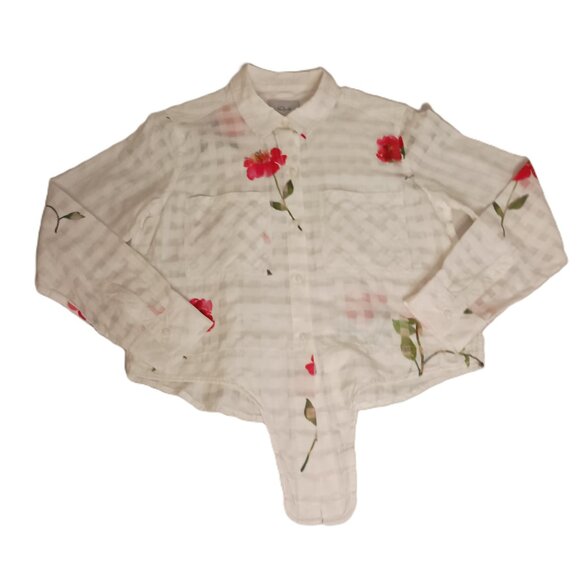 Rails Women’s Kelsey Floral Powder Check Blouse with Front Tie Size S Small - Picture 16 of 16